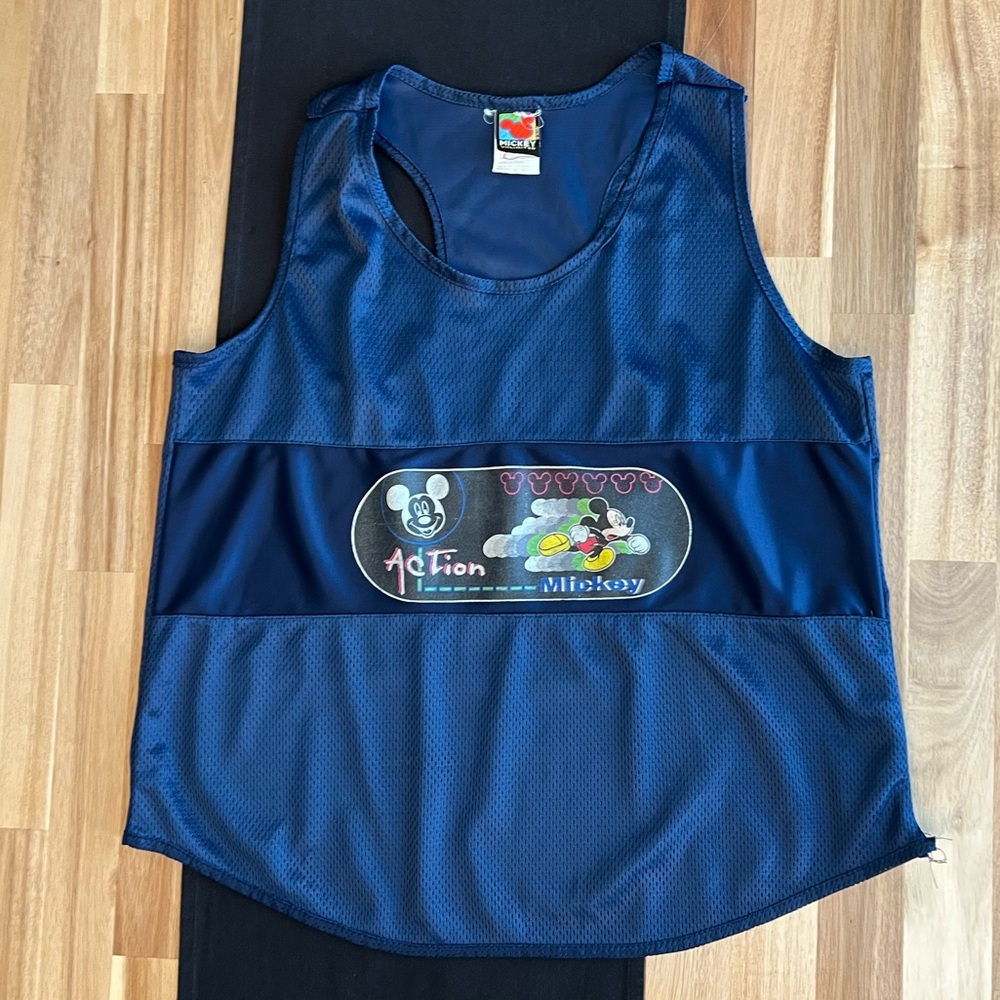 Vintage Disney Mickey Action Navy Blue Athletic Tank Top Unisex Size Large